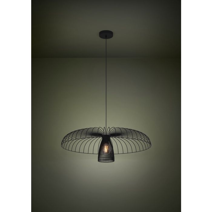 Eglo Champerico Μοντέρνο Κρεμαστό Φωτιστικό Μονόφωτο με Ντουί E27 σε Μαύρο Χρώμα 390216